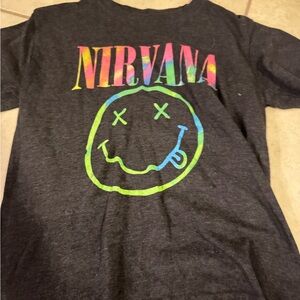 NIRVANA Black Short Sleeve Tee with Iconic Smiley Face